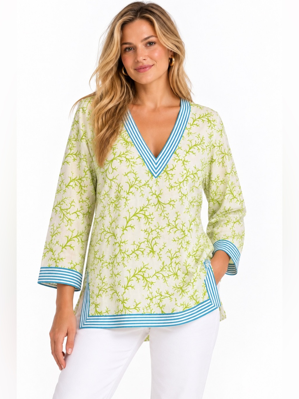 Gretchen Scott Designs Oversized Large Cotton Botanical Tunic